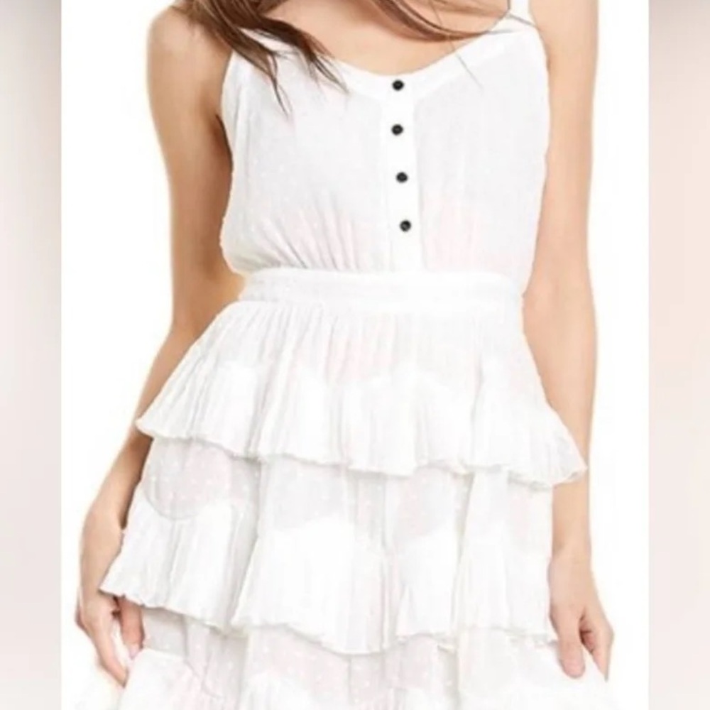 Maje White Ruffles Polka Dots Mini Dress